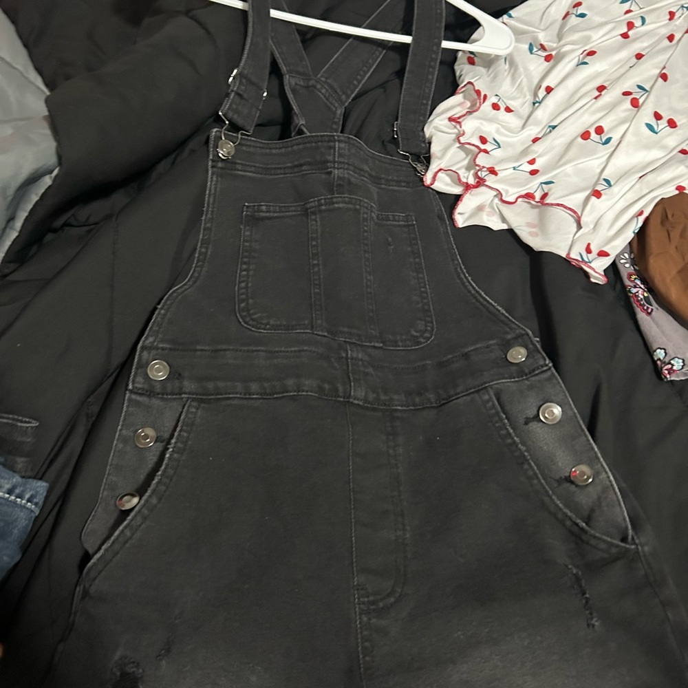 Black Denim Overalls